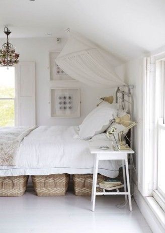 Basket storage under bed