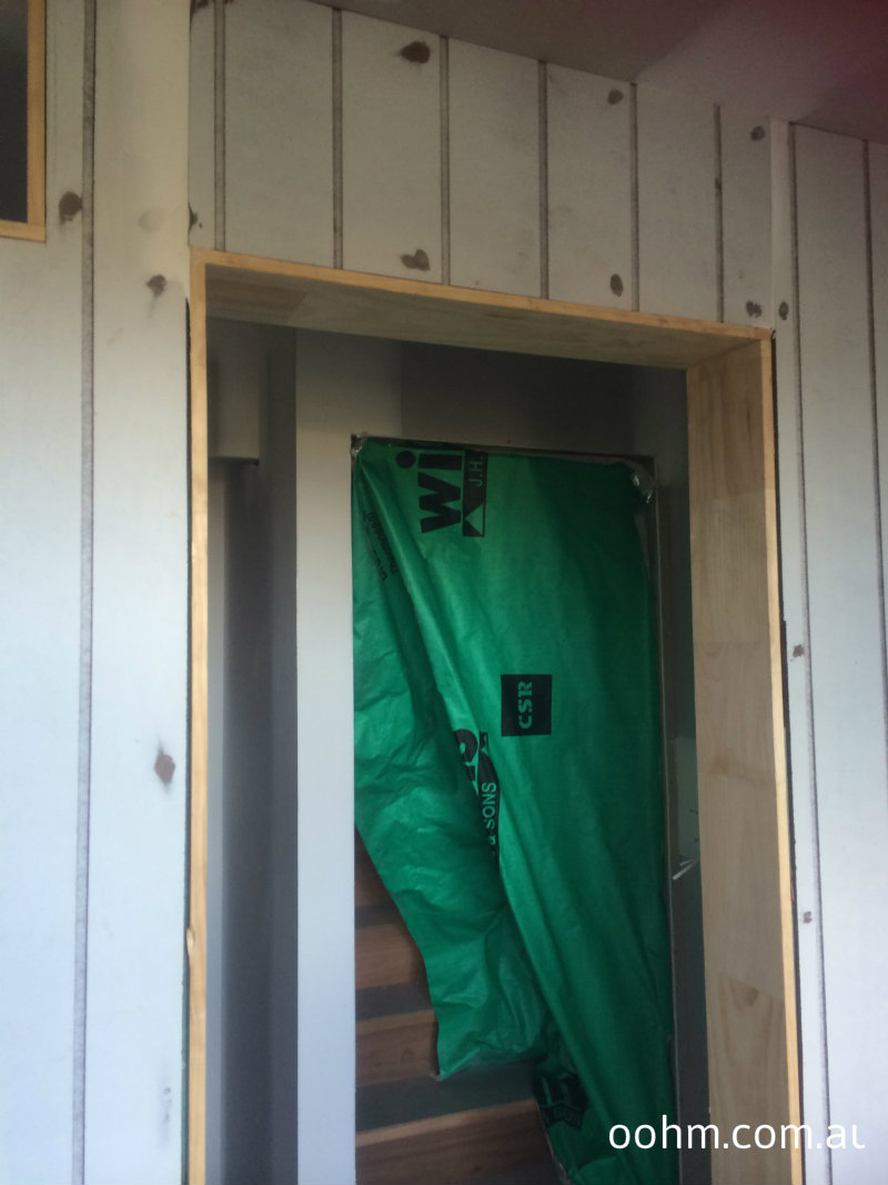 We blocked off the work area of the unit to help keep dust and the cold out