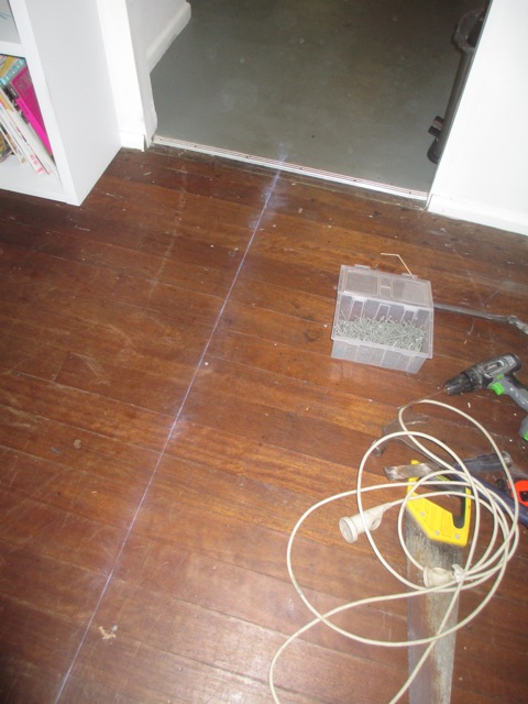 Mr Belle 1 measuring up and marking the stairs position