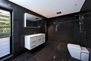Dark bathroom tiles
