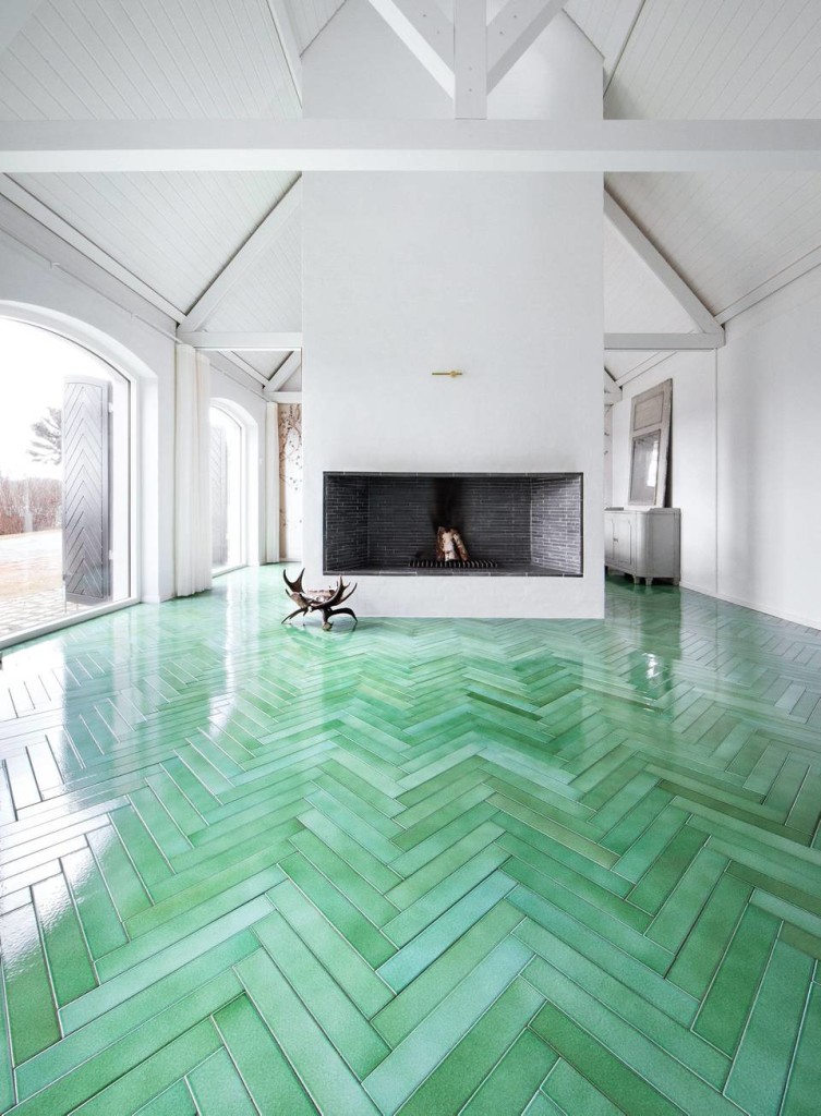 8. A beautiful green tiled floor