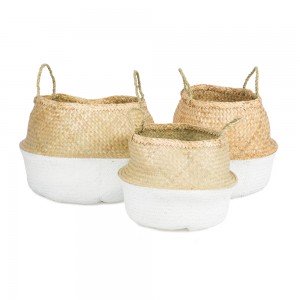 White Foldable Grass Baskets